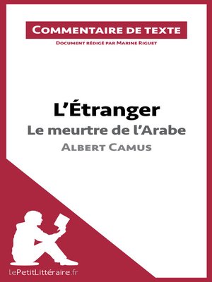 cover image of L'Étranger--Le meurtre de l'Arabe--Albert Camus (Commentaire de texte)